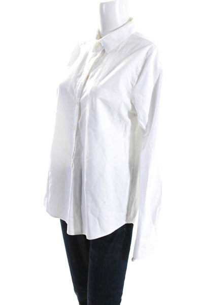 J Crew Womens Cotton Pleated Cuffed Long Sleeve Buttoned Top White Size M