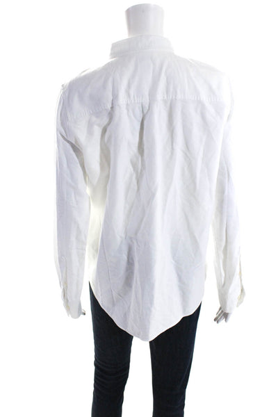 J Crew Womens Cotton Pleated Cuffed Long Sleeve Buttoned Top White Size M