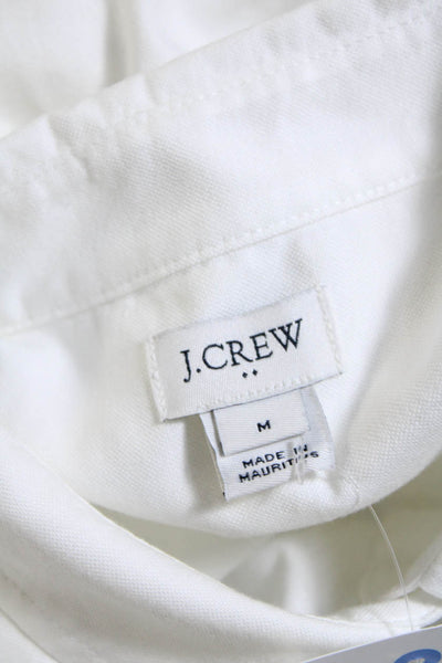 J Crew Womens Cotton Pleated Cuffed Long Sleeve Buttoned Top White Size M