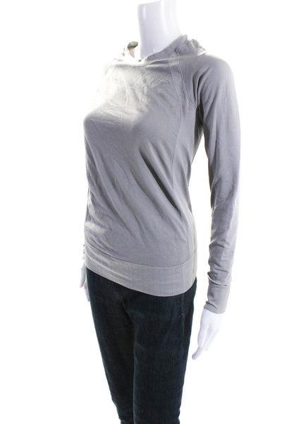 Athleta Women's Round Neck Long Sleeves Mesh Workout Basic Top Gray Size S