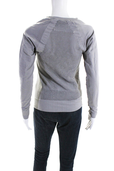 Athleta Women's Round Neck Long Sleeves Mesh Workout Basic Top Gray Size S