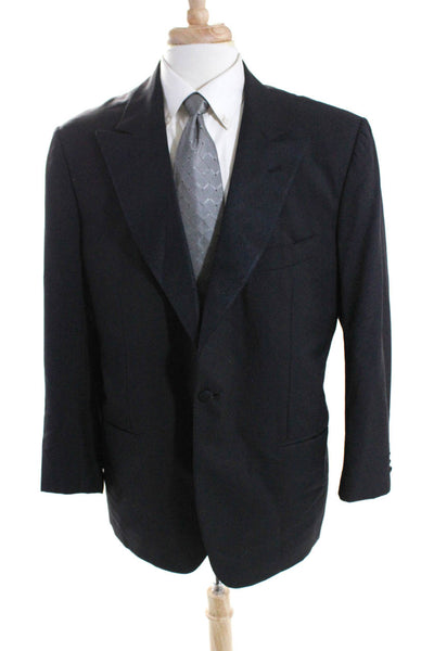 Kiton Mens Wide Lapel Single Button Blazer Jacket Black Wool Size EUR 52