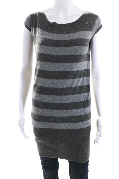 Alice + Olivia Women's Cashmere Sleeveless Tunic Sweater Stripe Gray Size XS