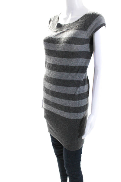 Alice + Olivia Women's Cashmere Sleeveless Tunic Sweater Stripe Gray Size XS