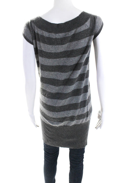 Alice + Olivia Women's Cashmere Sleeveless Tunic Sweater Stripe Gray Size XS