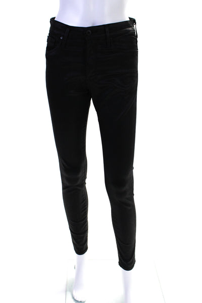 AG Adriano Goldschmied Womens Faux Leather Skinny Leg Pants Black Size EUR26