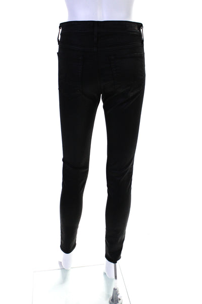 AG Adriano Goldschmied Womens Faux Leather Skinny Leg Pants Black Size EUR26