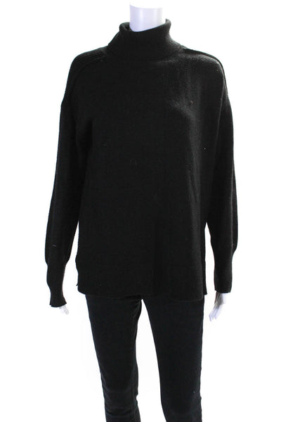 Evereve Womens Ribbed Long Sleeve Knitted Turtleneck Sweater Top Black Size S