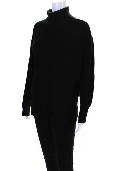 Evereve Womens Ribbed Long Sleeve Knitted Turtleneck Sweater Top Black Size S