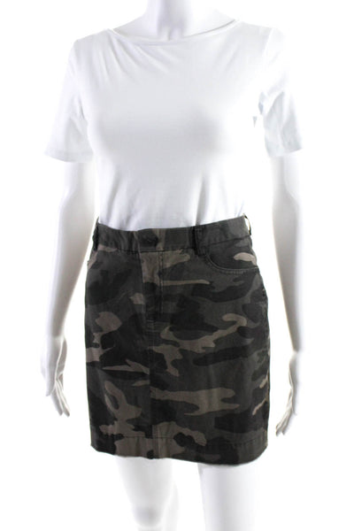 ATM Womens Cotton Camouflage Four Pocket Button Closure Mini Skirt Green Size 0