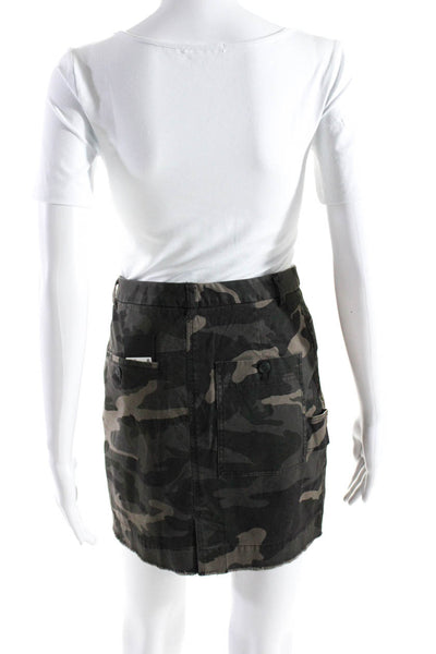 ATM Womens Cotton Camouflage Four Pocket Button Closure Mini Skirt Green Size 0