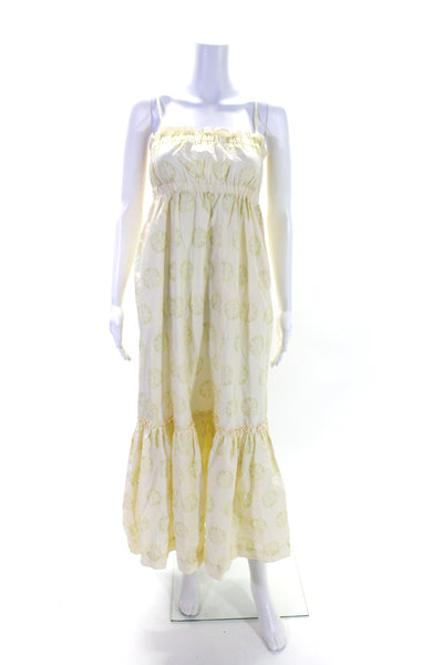 Free People Womens Cotton Floral Print Spaghetti Strap Sundress Yellow Size XS