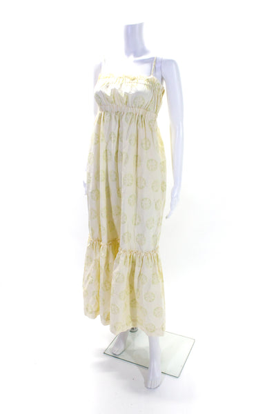 Free People Womens Cotton Floral Print Spaghetti Strap Sundress Yellow Size XS