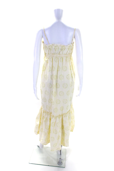 Free People Womens Cotton Floral Print Spaghetti Strap Sundress Yellow Size XS