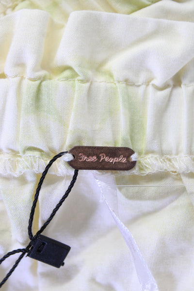 Free People Womens Cotton Floral Print Spaghetti Strap Sundress Yellow Size XS