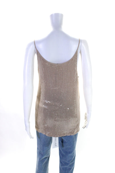 Chan Luu Womens Sequined Sleeveless Pullover Tank Top Nude Beige Size Small