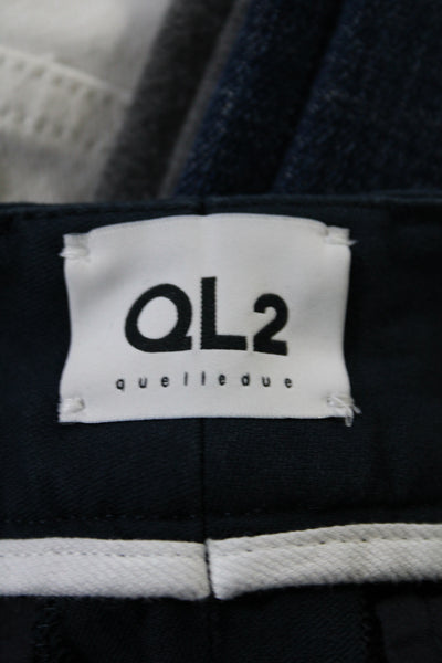 QL2 Womens Cotton Nellie Hook & Eye Bootcut Flat Front Pants Blue Size EUR40