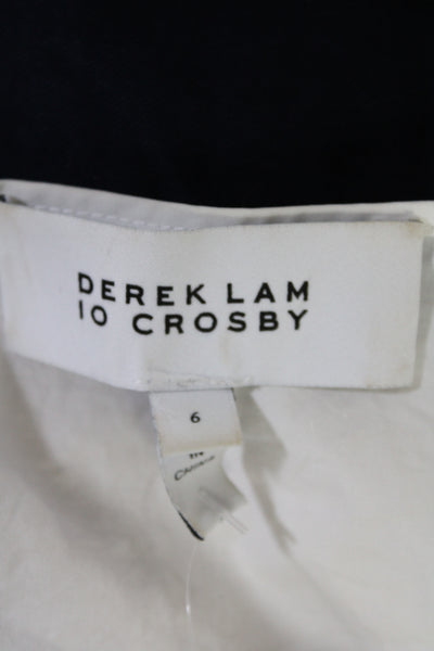 Derek Lam 10 Crosby Womens Cotton Short Sleeve Knit Trim Blouse White Size 6