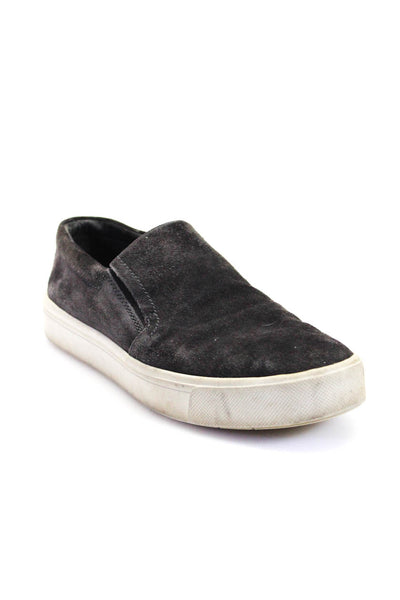 Vince Womens Suede Round Toe Slip On Low Top Sneakers Charcoal Size 6M