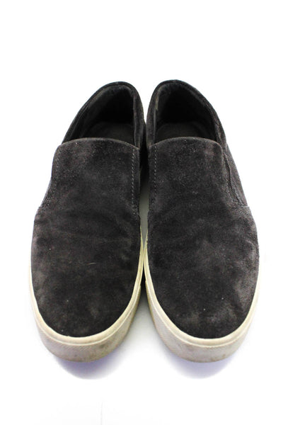 Vince Womens Suede Round Toe Slip On Low Top Sneakers Charcoal Size 6M