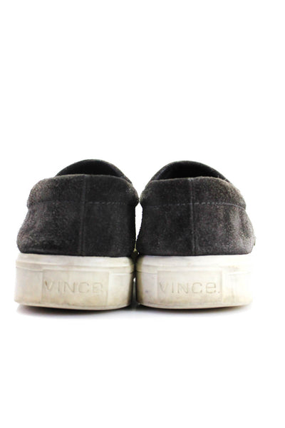 Vince Womens Suede Round Toe Slip On Low Top Sneakers Charcoal Size 6M