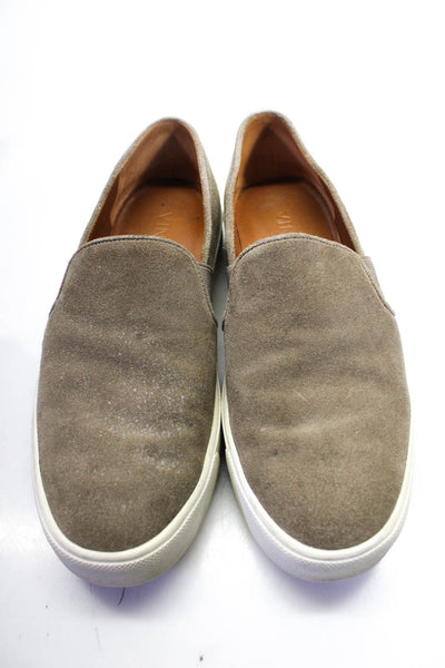 Vince Womens Suede Round Toe Slip On Low Top Sneakers Beige Size 6.5M