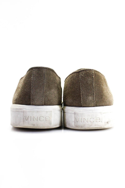 Vince Womens Suede Round Toe Slip On Low Top Sneakers Beige Size 6.5M