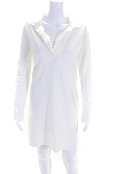 Standard James Perse Womens White Cotton Collar Long Sleeve T-Shirt Dress Size 1