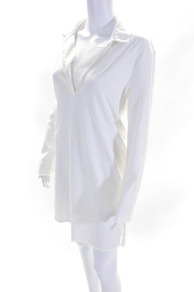 Standard James Perse Womens White Cotton Collar Long Sleeve T-Shirt Dress Size 1