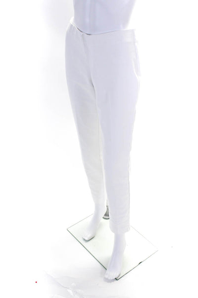 Ecru Womens White Cotton Pull On High Rise Pleated Slim Straight Pants Size 2