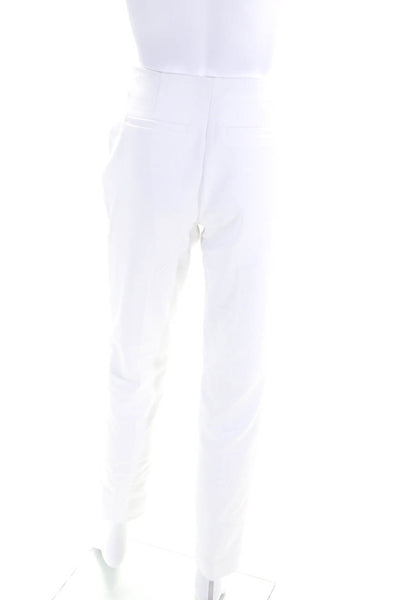 Ecru Womens White Cotton Pull On High Rise Pleated Slim Straight Pants Size 2