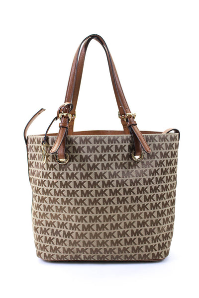 Michael Kors Womens Brown Monogram Canvas Open Medium Tote Bag Handbag