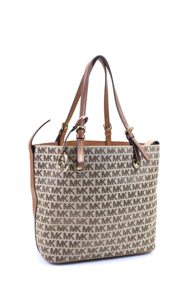 Michael Kors Womens Brown Monogram Canvas Open Medium Tote Bag Handbag