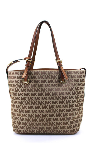 Michael Kors Womens Brown Monogram Canvas Open Medium Tote Bag Handbag