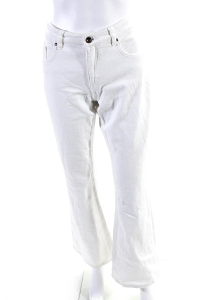 Victoria Beckham Womens Cotton Mid Rise Bootcut Jeans White Size 28