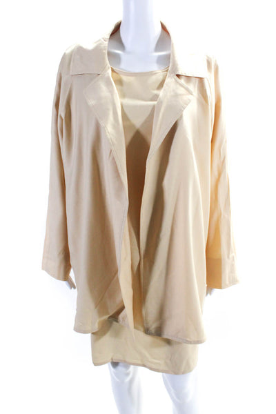 Loro Piana Womens Beige Collar Open Front Long Sleeve Jacket Dress Set Size OS