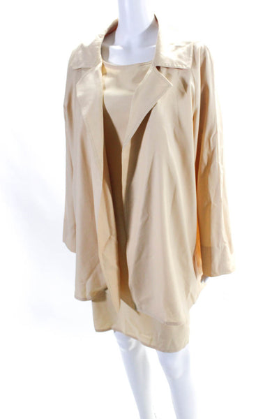 Loro Piana Womens Beige Collar Open Front Long Sleeve Jacket Dress Set Size OS