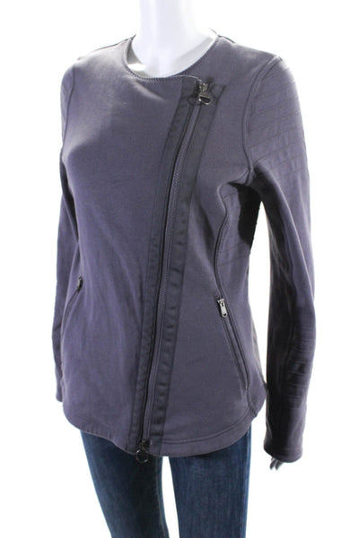 Athleta Womens Full Zipper Long Sleeves Sweatshirt Gray Purple Size Medium