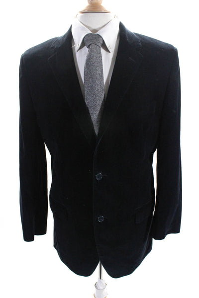 Emile Lafaurie Mens Corduroy Two Button Blazer Jacket Navy Blue Size IT 54