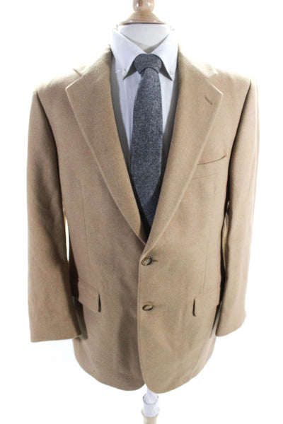 Grant Thomas Mens Camel Hair Fleece Two Button Blazer Jacket Beige Size 40