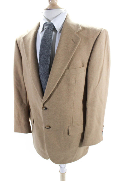 Grant Thomas Mens Camel Hair Fleece Two Button Blazer Jacket Beige Size 40