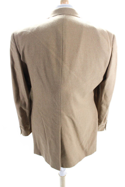 Grant Thomas Mens Camel Hair Fleece Two Button Blazer Jacket Beige Size 40