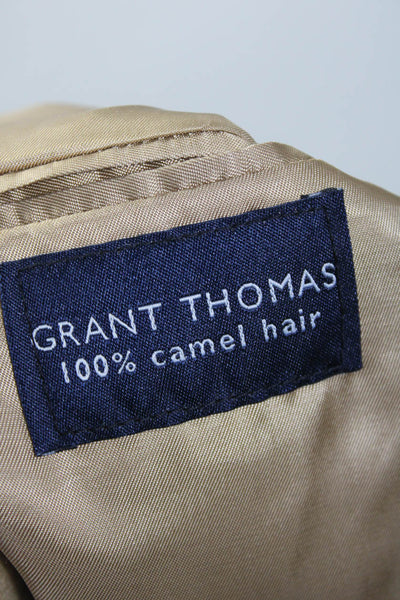 Grant Thomas Mens Camel Hair Fleece Two Button Blazer Jacket Beige Size 40