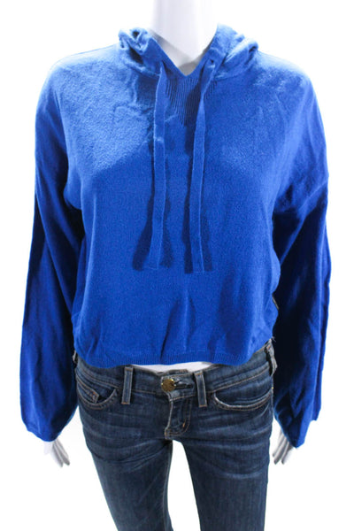 Calvin Klein Jeans Womens Cobalt Blue Long Sleeve Pullover Hoodie Top Size XS