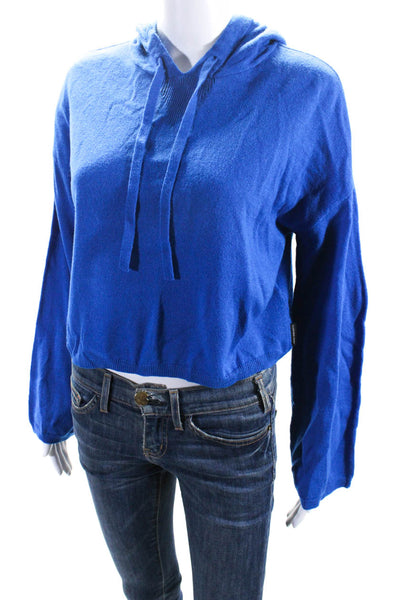 Calvin Klein Jeans Womens Cobalt Blue Long Sleeve Pullover Hoodie Top Size XS