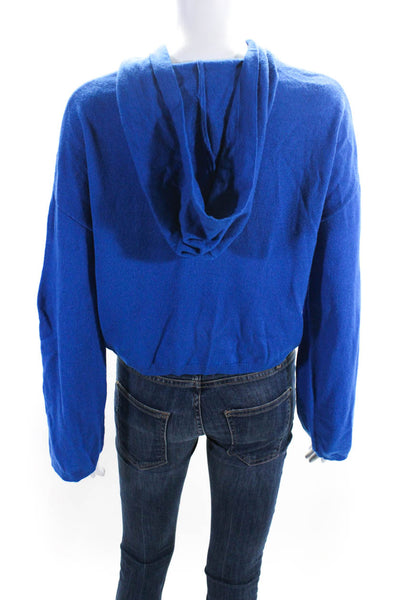 Calvin Klein Jeans Womens Cobalt Blue Long Sleeve Pullover Hoodie Top Size XS