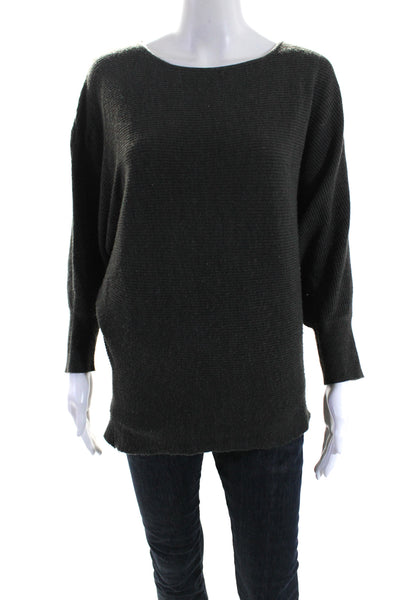 For Cynthia Women's Round Neck Dolman Sleeves Pullover Sweater Gray Size S