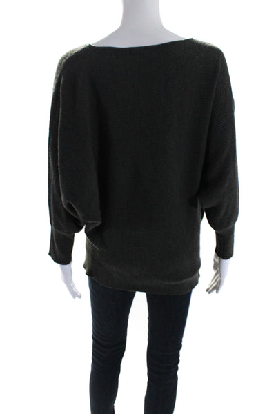 For Cynthia Women's Round Neck Dolman Sleeves Pullover Sweater Gray Size S