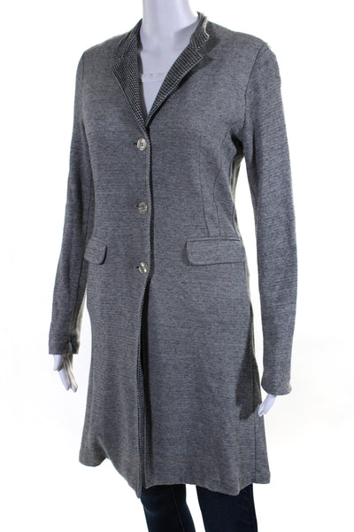 Majestic Paris Womens Cotton Collared Buttoned Front Slit Cardigan Gray Size 2