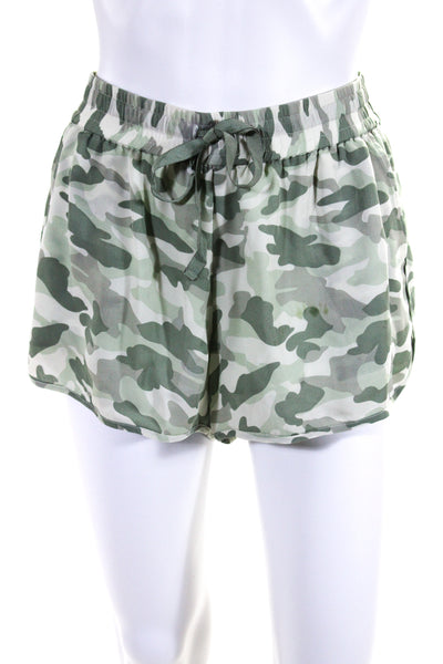 Joie Womens Silk Camouflage Print Ruched Tied Drawstring Shorts Green Size S